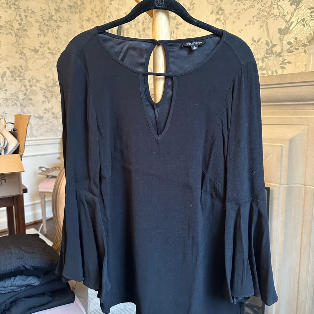 Etcetera Black Keyhole Blouse